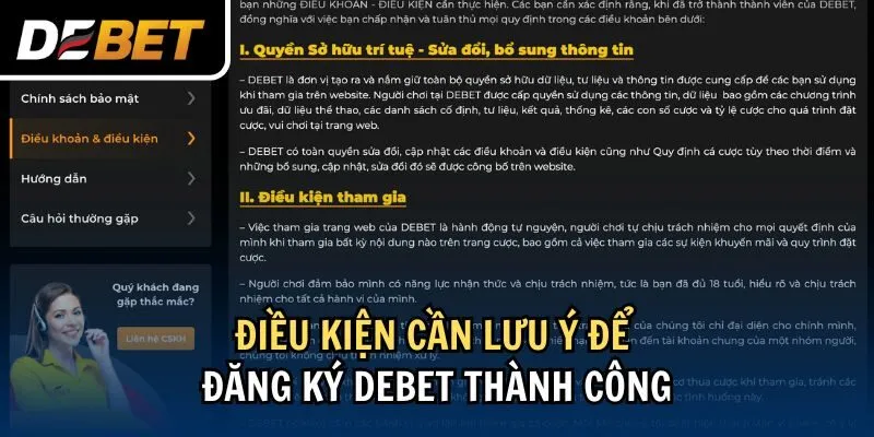 Điều kiện cần lưu ý để đăng ký Debet thành công,